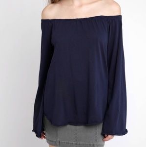 Off shoulder bell-sleeve blouse